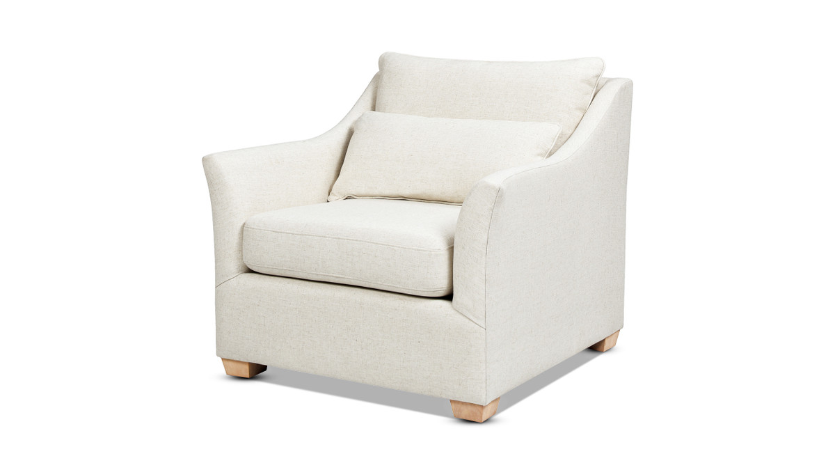 jennifer taylor home Ada 38" Flared Arm Contemporary Armchair with Lumbar Pillow Flax White