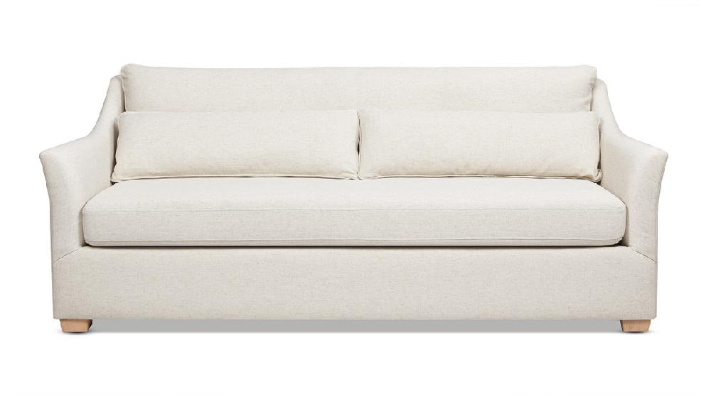jennifer taylor home Ada 83" Flared Arm Contemporary Sofa with Lumbar Pillows Flax White