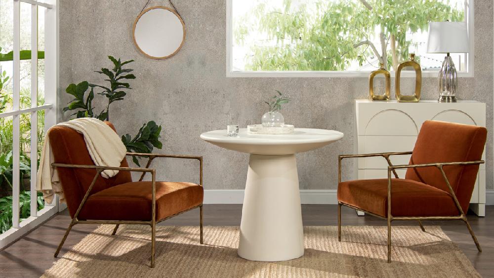 Jennifer Taylor Home Aerin 24.5" Hammered Brass Upholstered Accent Arm Chair Burnt Orange