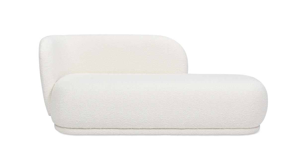 Jennifer Taylor Home Aire 75" RAF Modern Rounded Chaise Lounge Ivory White Bouclé