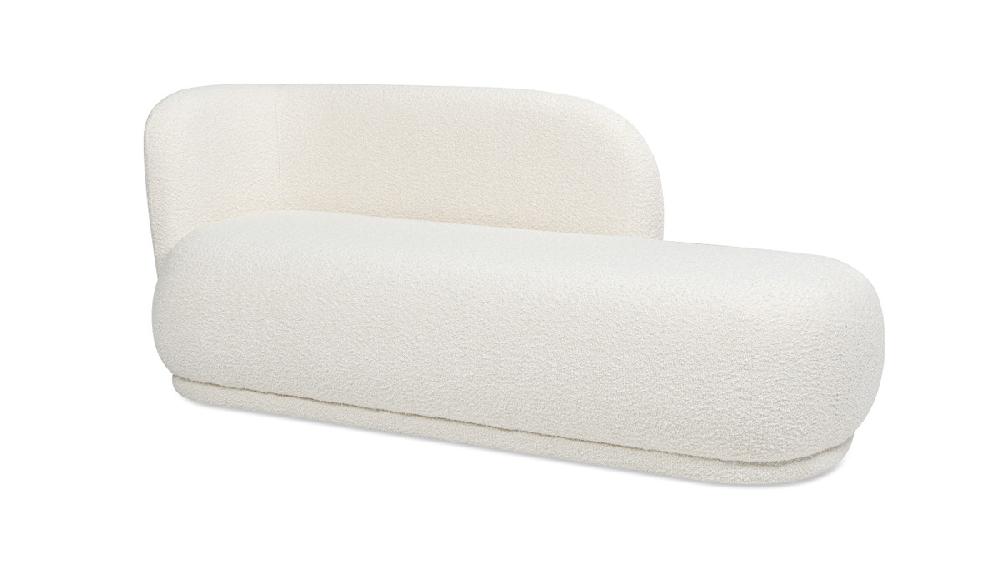 jennifer taylor home Aire 75" RAF Modern Rounded Chaise Lounge Ivory White Bouclé