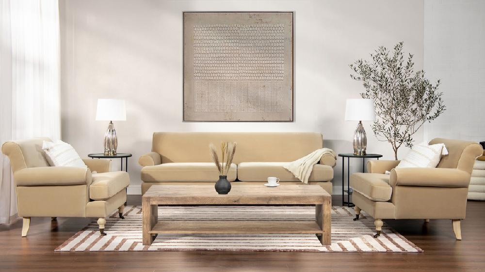 Jennifer Taylor Home Alana 38" Lawson Accent Arm Chair Metal Casters Fawn Brown