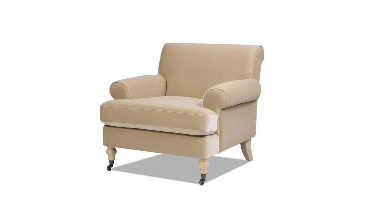 jennifer taylor home Alana 38" Lawson Accent Arm Chair Metal Casters Fawn Brown