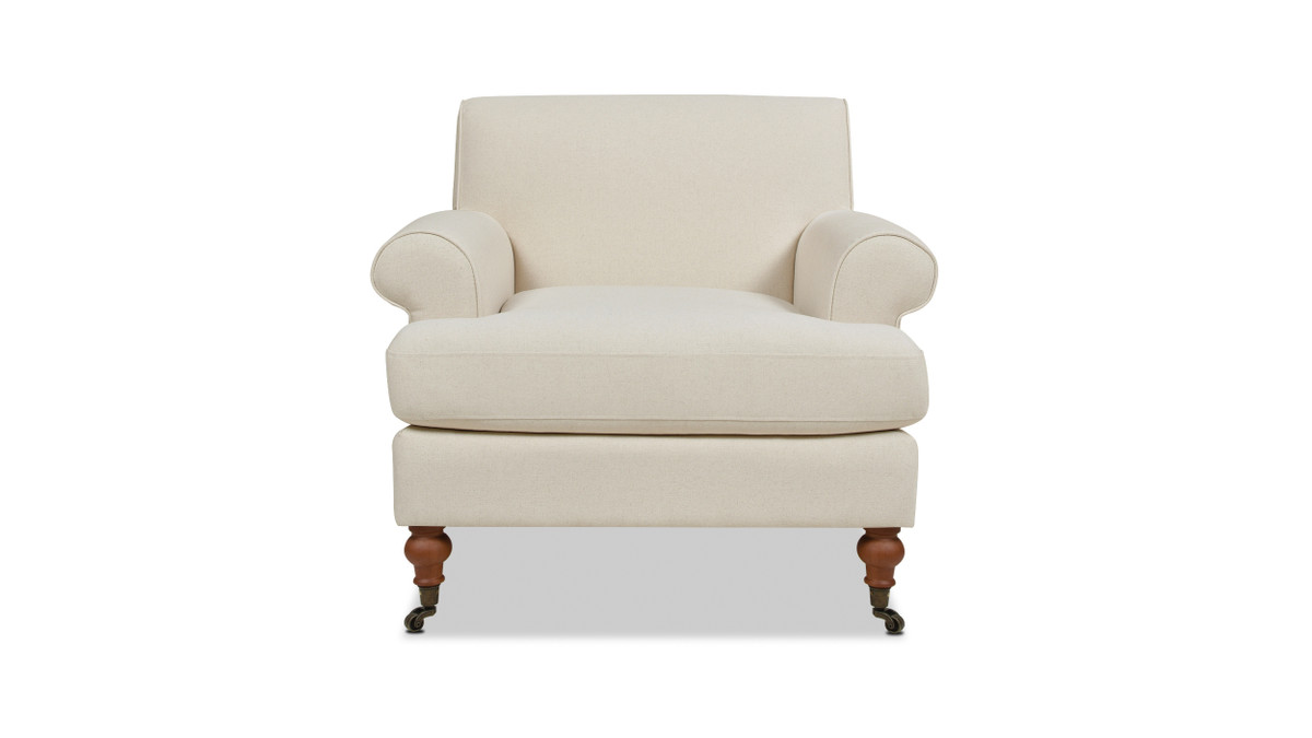 Jennifer Taylor Home Alana 38" Lawson Accent Arm Chair Metal Casters Light Beige