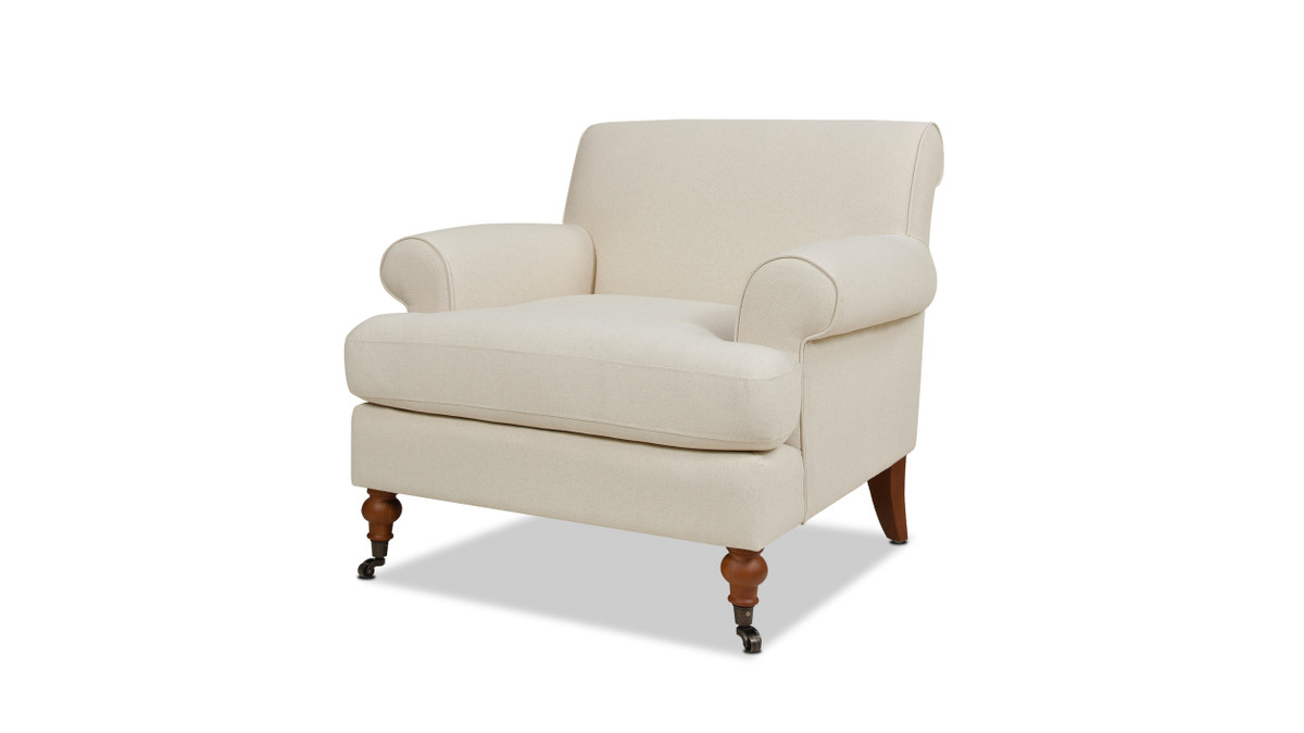 jennifer taylor home Alana 38" Lawson Accent Arm Chair Metal Casters Light Beige