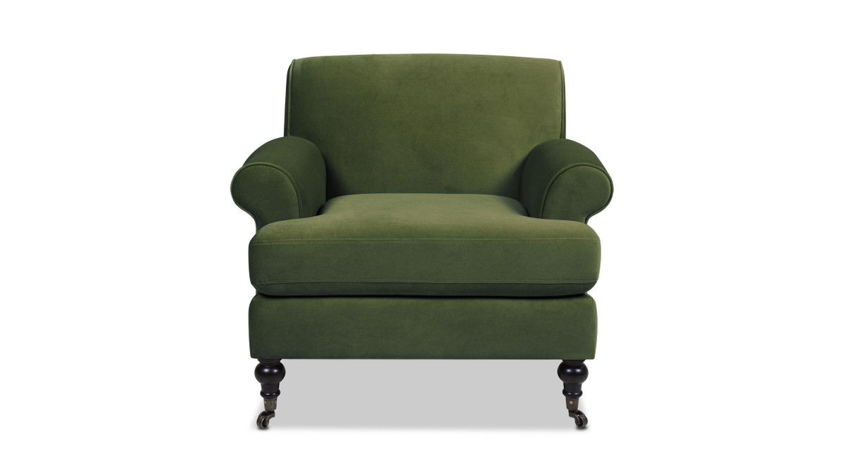 Jennifer Taylor Home Alana 38" Lawson Accent Arm Chair Metal Casters Olive Green