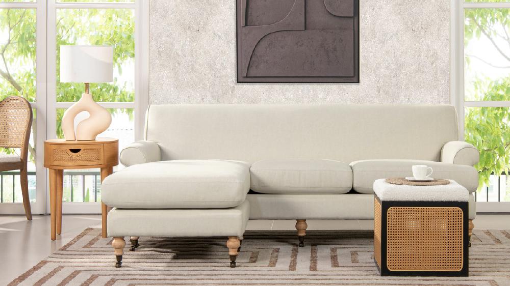 Jennifer Taylor Home Alana 88" L-Shape Reversible Sectional Sofa Light Beige