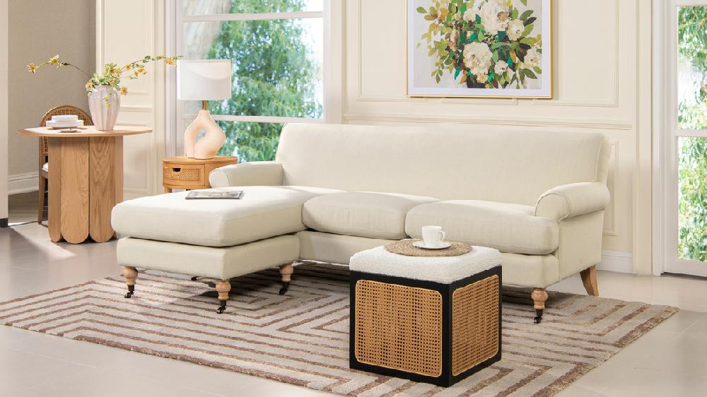 Jennifer Taylor Home Alana 88" L-Shape Reversible Sectional Sofa Light Beige