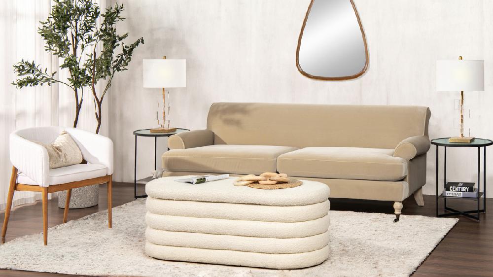 Jennifer Taylor Home Alana 88" Lawson Two-Cushion Tight Back Sofa Fawn Brown