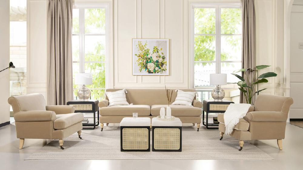 Jennifer Taylor Home Alana 88" Lawson Two-Cushion Tight Back Sofa Fawn Brown