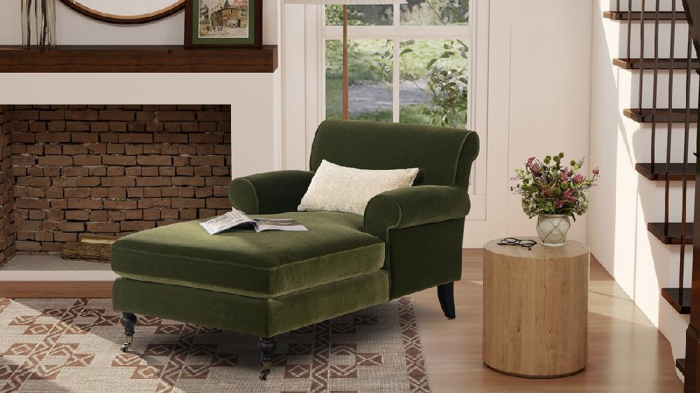 Jennifer Taylor Home Alana Lawson Chaise Lounge Chair Olive Green