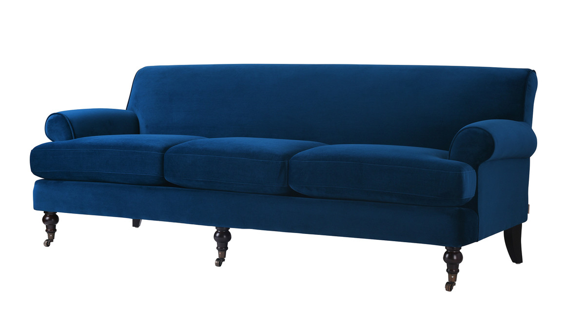 Jennifer Taylor Home Alana Lawson Three-Cushion Tight Back Sofa Navy Blue