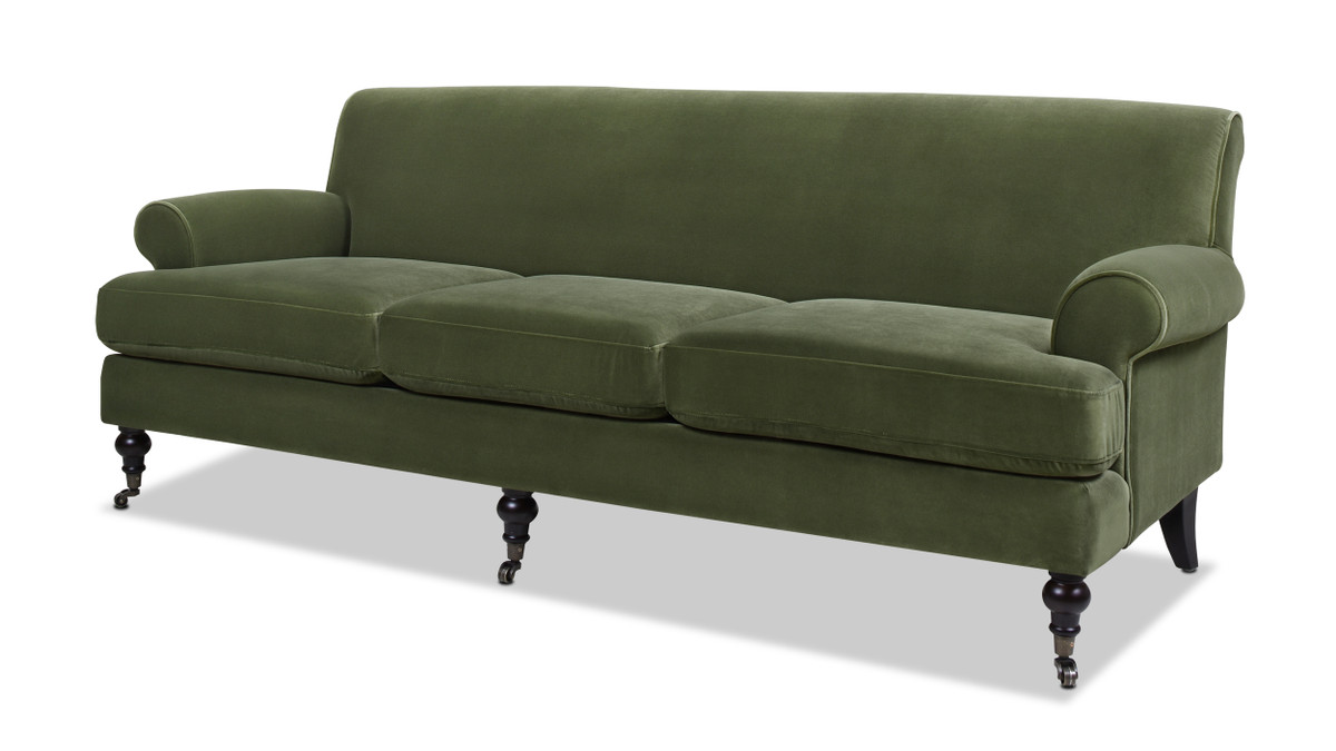 Jennifer Taylor Home Alana Lawson Three-Cushion Tight Back Sofa Olive Green