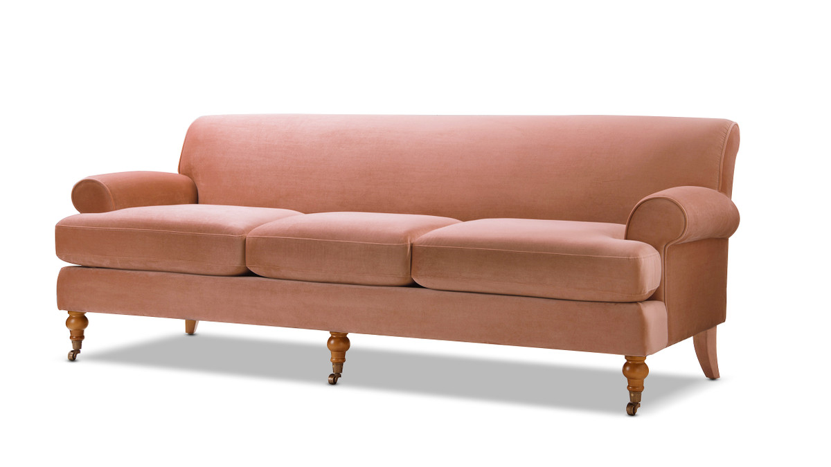 Jennifer Taylor Home Alana Lawson Three-Cushion Tight Back Sofa Peach Orange