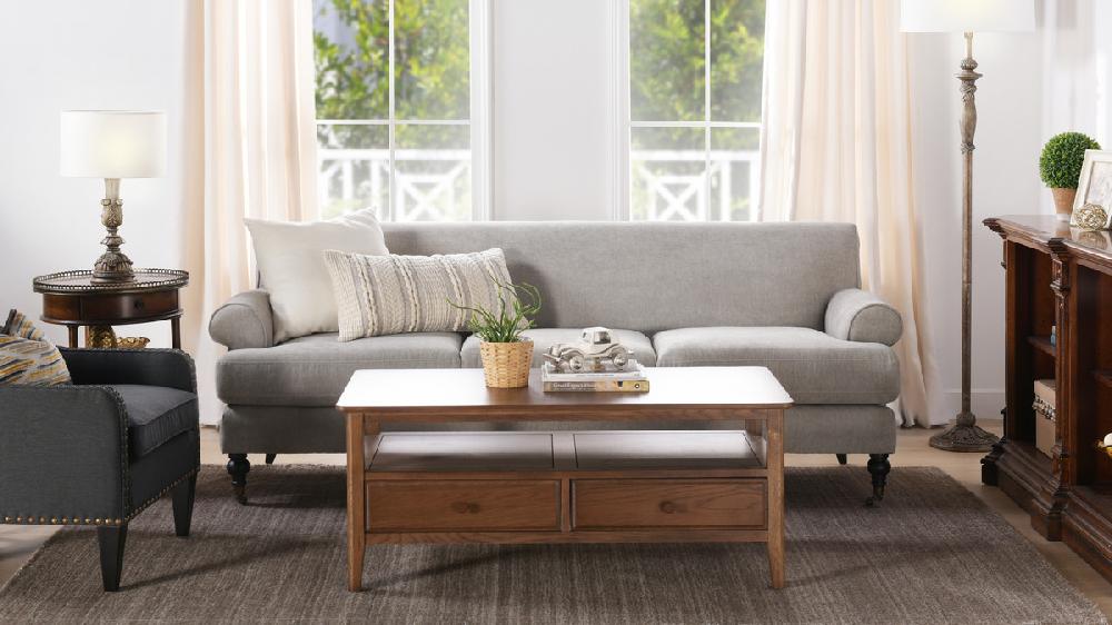 Jennifer Taylor Home Alana Lawson Three-Cushion Tight Back Sofa Silver Grey