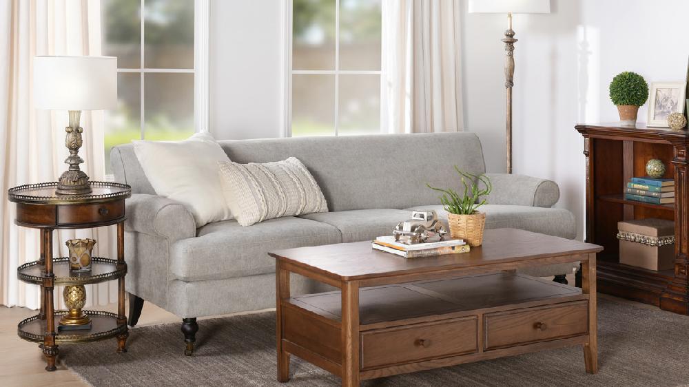 Jennifer Taylor Home Alana Lawson Three-Cushion Tight Back Sofa Silver Grey