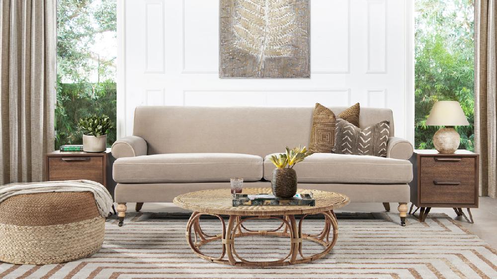 Jennifer Taylor Home Alana Lawson Two-Cushion Tight Back Sofa Mink Beige