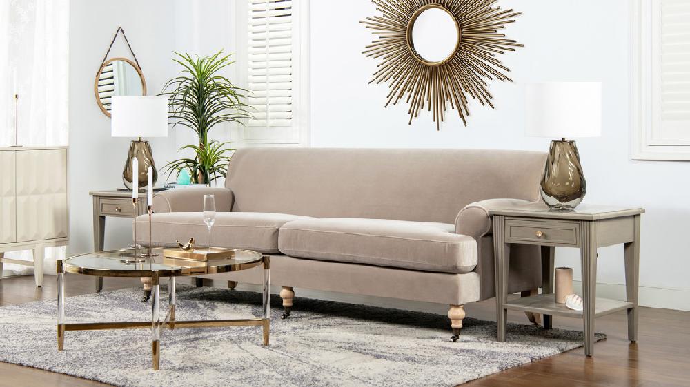 Jennifer Taylor Home Alana Lawson Two-Cushion Tight Back Sofa Mink Beige