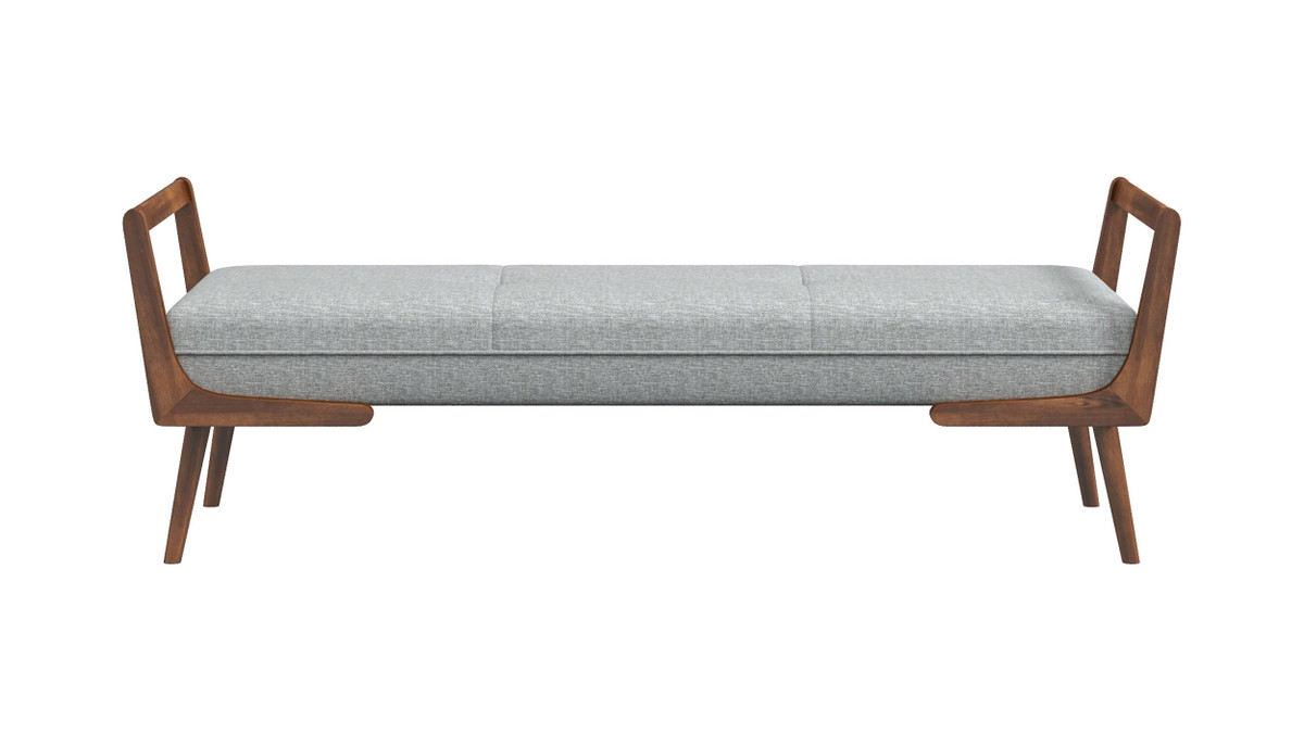 Jennifer Taylor Home Alden 51.4" Mid-Century Modern Upholstered Bench With Open Rubberwood Frame Polyester Gray