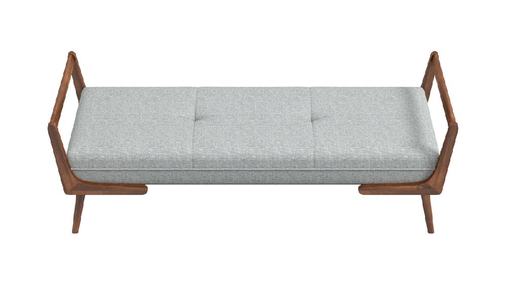 Jennifer Taylor Home Alden 51.4" Mid-Century Modern Upholstered Bench With Open Rubberwood Frame Polyester Gray