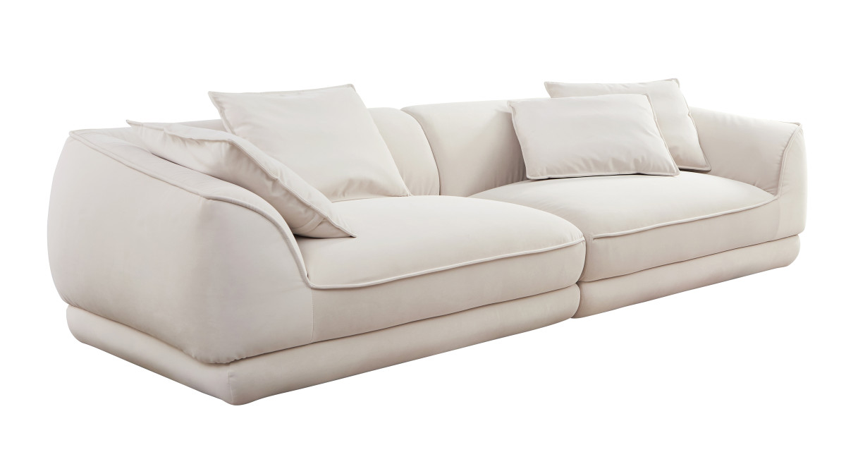 Jennifer Taylor Home Alessi 110" Velvet Sofa With Water-Repellent Upholstery Beige