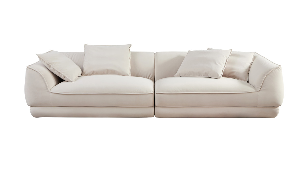 jennifer taylor home Alessi 110" Velvet Sofa with Water-Repellent Upholstery Beige