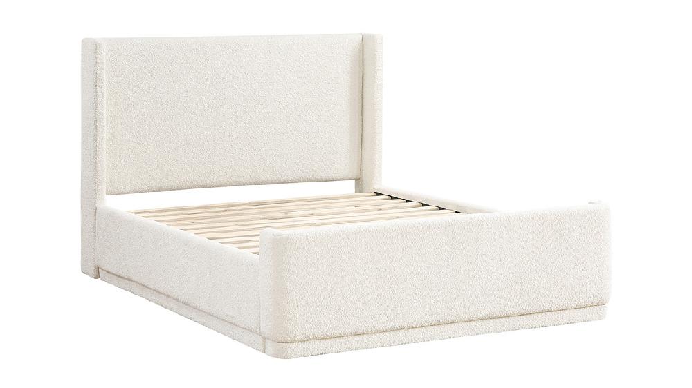 Jennifer Taylor Home Alina Queen Wingback Platform Bed Beige Bouclé
