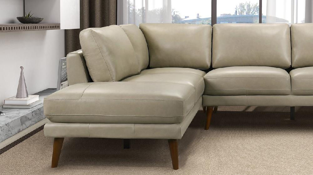 Jennifer Taylor Home Allante 97" Genuine Leather Left-Facing Sectional Sofa With Square Arms Beige