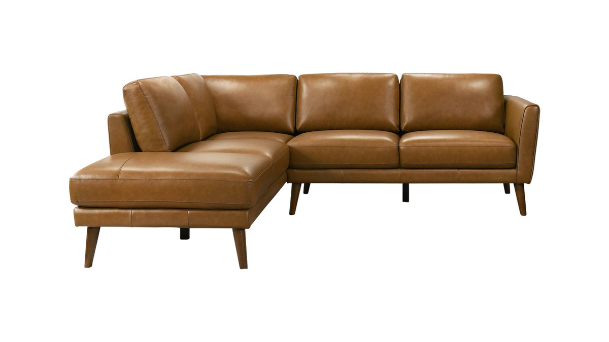 jennifer taylor home Allante 97" Genuine Leather Left-Facing Sectional Sofa with Square Arms Tan