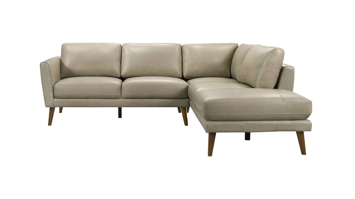 jennifer taylor home Allante 97" Genuine Leather Right-Facing Sectional Sofa with Square Arms Beige