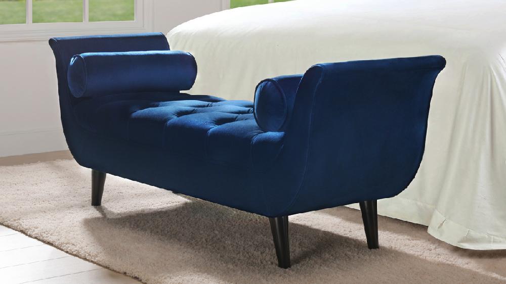 Jennifer Taylor Home Alma Tufted Entryway Bench Navy Blue