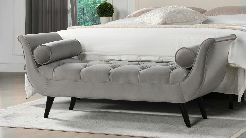 Jennifer Taylor Home Alma Tufted Entryway Bench Opal Grey
