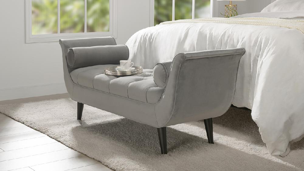 Jennifer Taylor Home Alma Tufted Entryway Bench Opal Grey