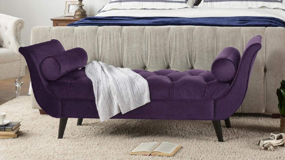 Jennifer Taylor Home Alma Tufted Entryway Bench Purple