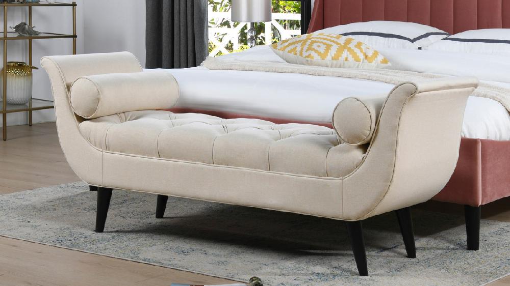 Jennifer Taylor Home Alma Tufted Entryway Bench Sky Neutral