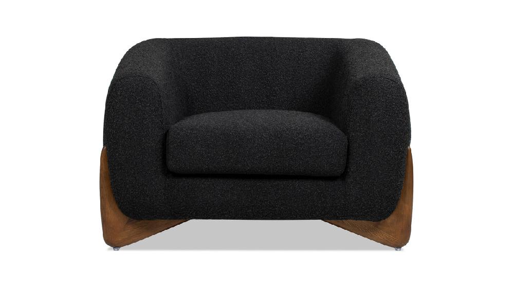 Jennifer Taylor Home Alpine 44" Sherpa Arm Chair Ebony Black Bouclé