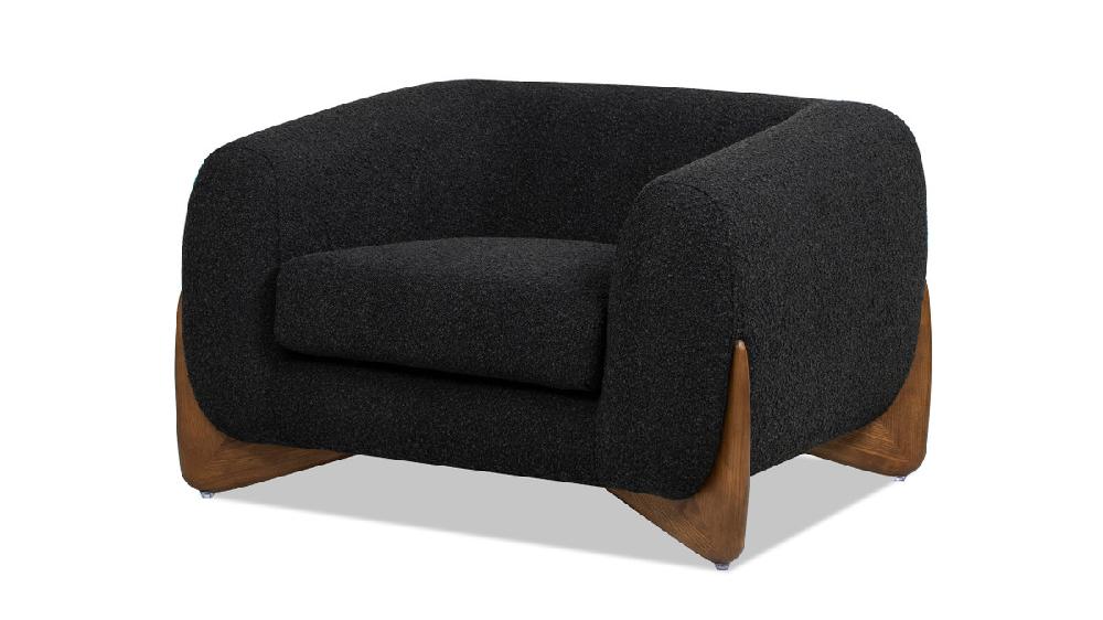 jennifer taylor home Alpine 44" Sherpa Arm Chair Ebony Black Bouclé