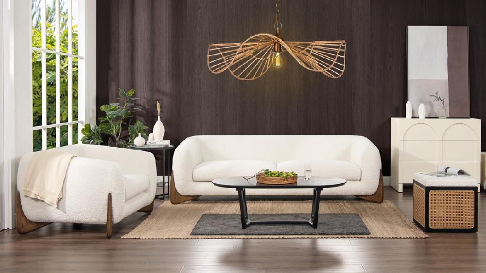 Jennifer Taylor Home Alpine 44" Sherpa Arm Chair Ivory White Bouclé