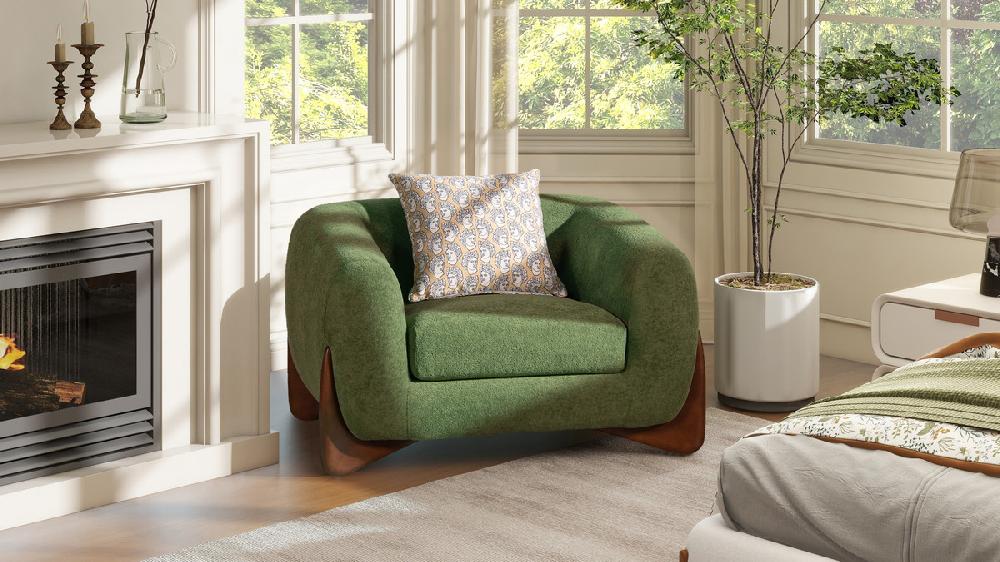 Jennifer Taylor Home Alpine 44" Sherpa Arm Chair Moss Green Fleeced Teddy