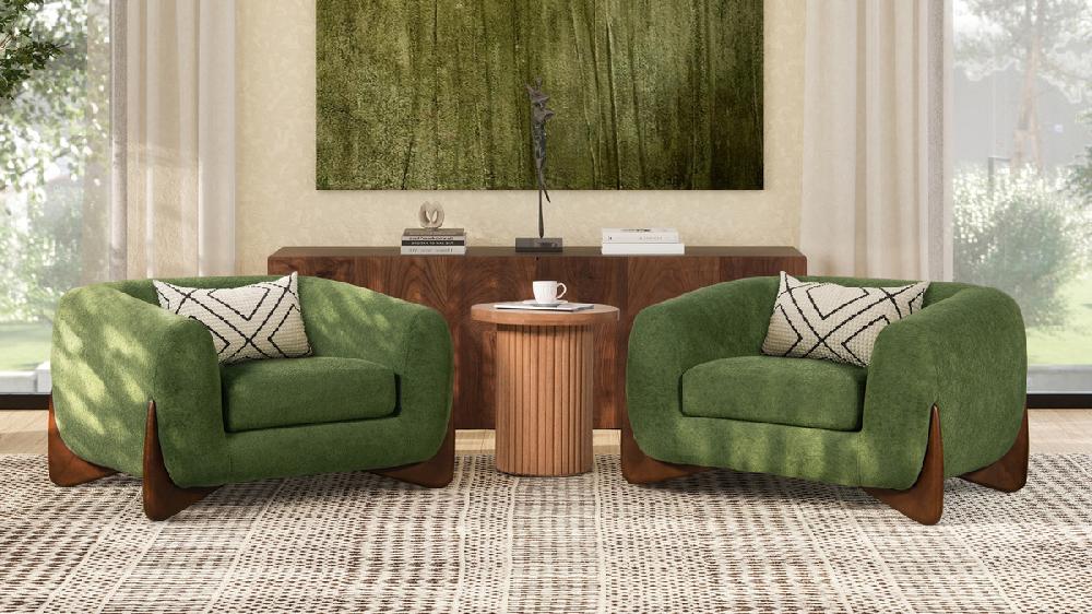 Jennifer Taylor Home Alpine 44" Sherpa Arm Chair Moss Green Fleeced Teddy