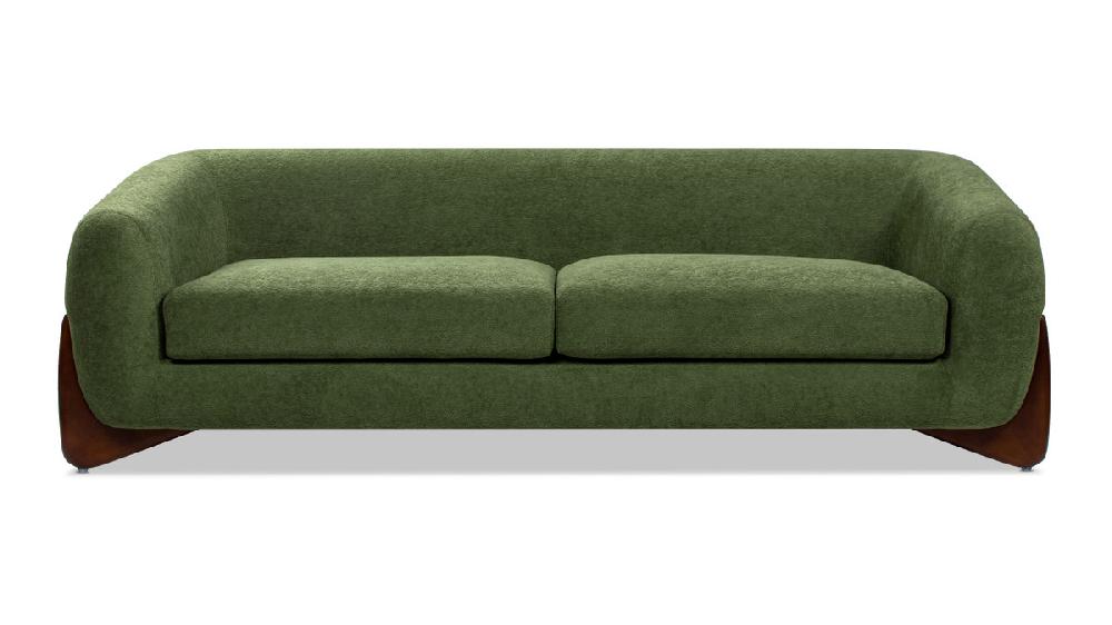 jennifer taylor home Alpine 90.5" Sherpa Sofa Moss Green Fleeced Teddy