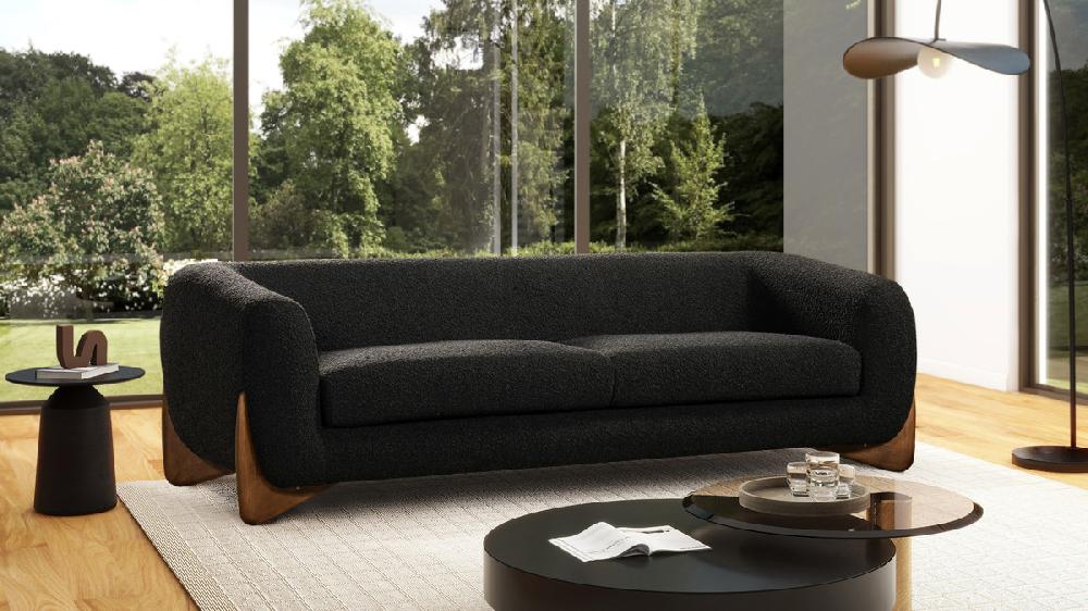 Jennifer Taylor Home Alpine 90" Sherpa Sofa Ebony Black Bouclé