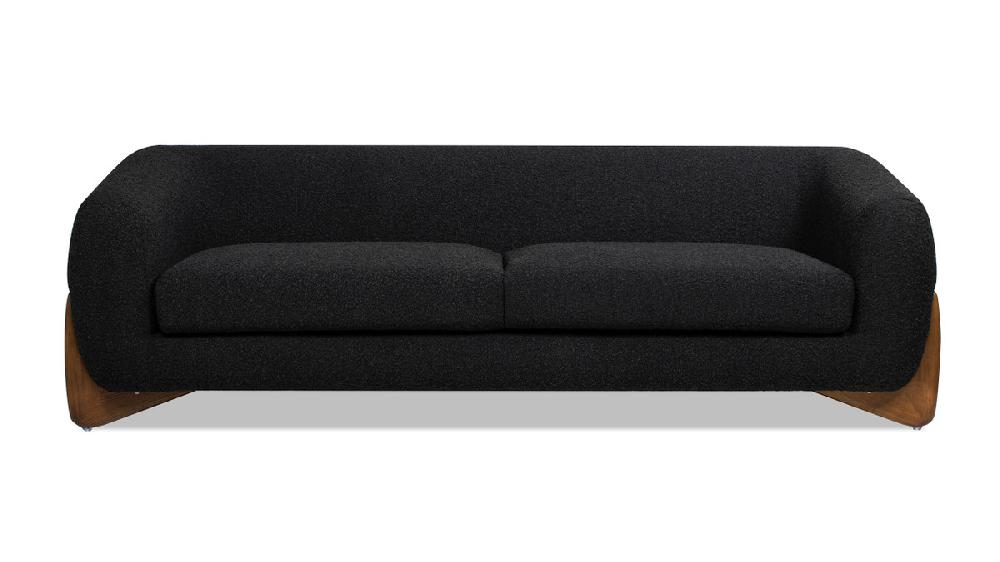 jennifer taylor home Alpine 90" Sherpa Sofa Ebony Black Bouclé