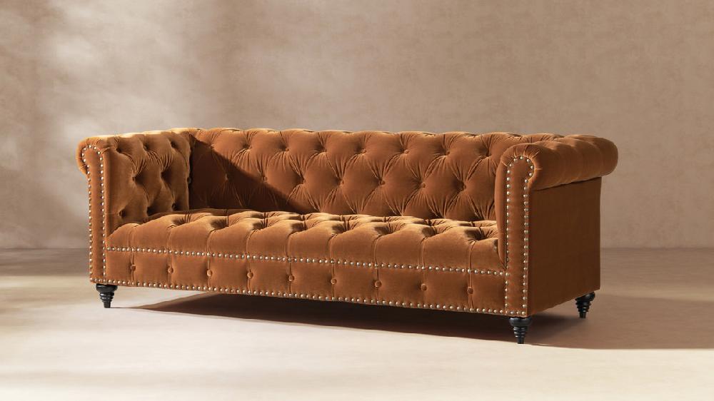 Jennifer Taylor Home Alto 88" Tufted Chesterfield Sofa Burnt Orange