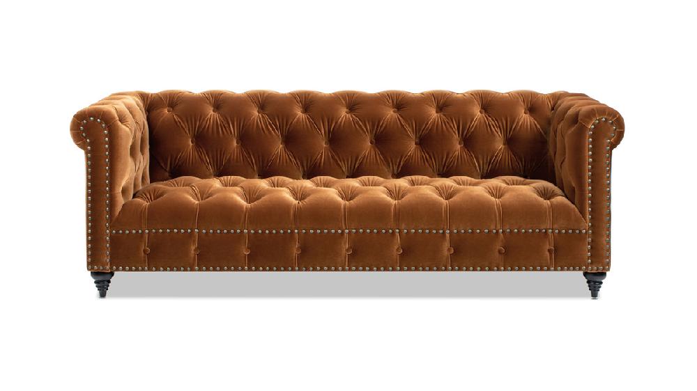 jennifer taylor home Alto 88" Tufted Chesterfield Sofa Burnt Orange