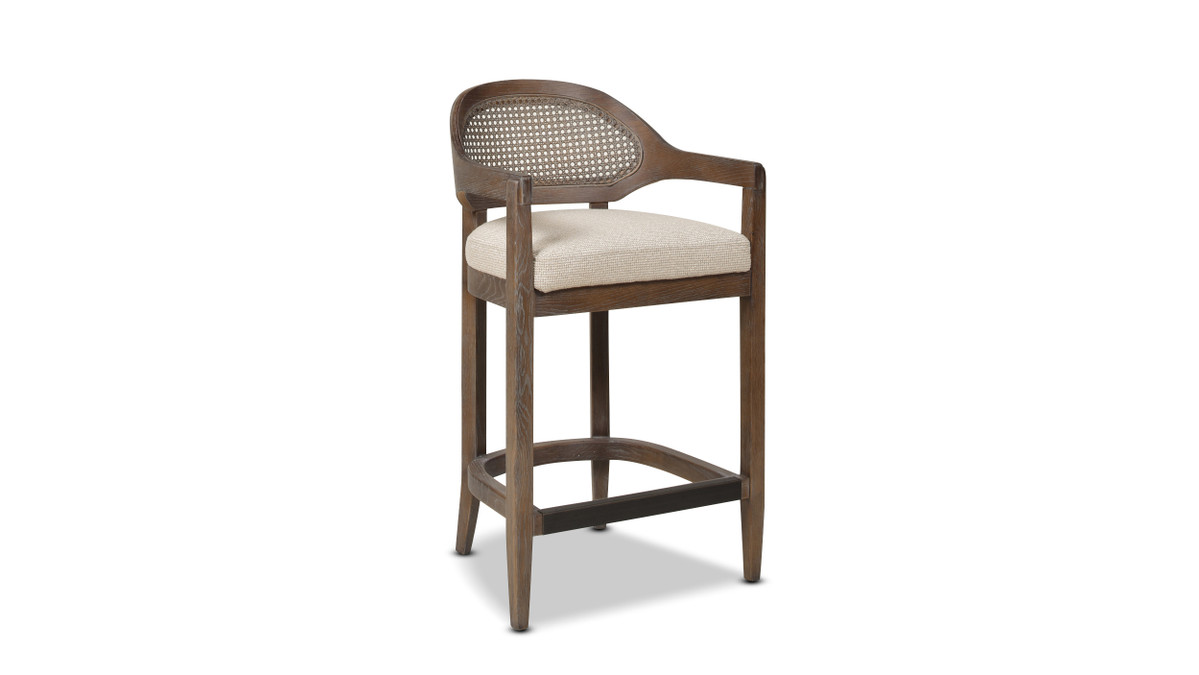Jennifer Taylor Home Americana Mid-Century Modern 26" Cane Back Counter Stool Taupe Beige