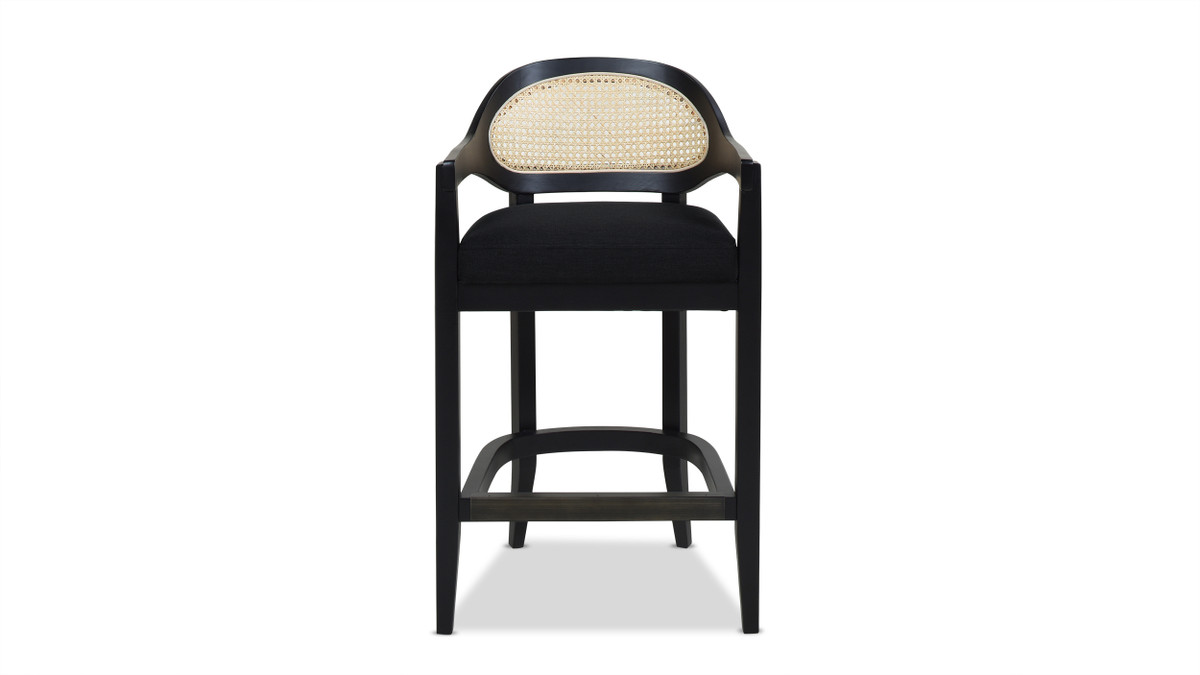 Jennifer Taylor Home Americana Mid-Century Modern 26" Cane Back Counter Stool Jet Black