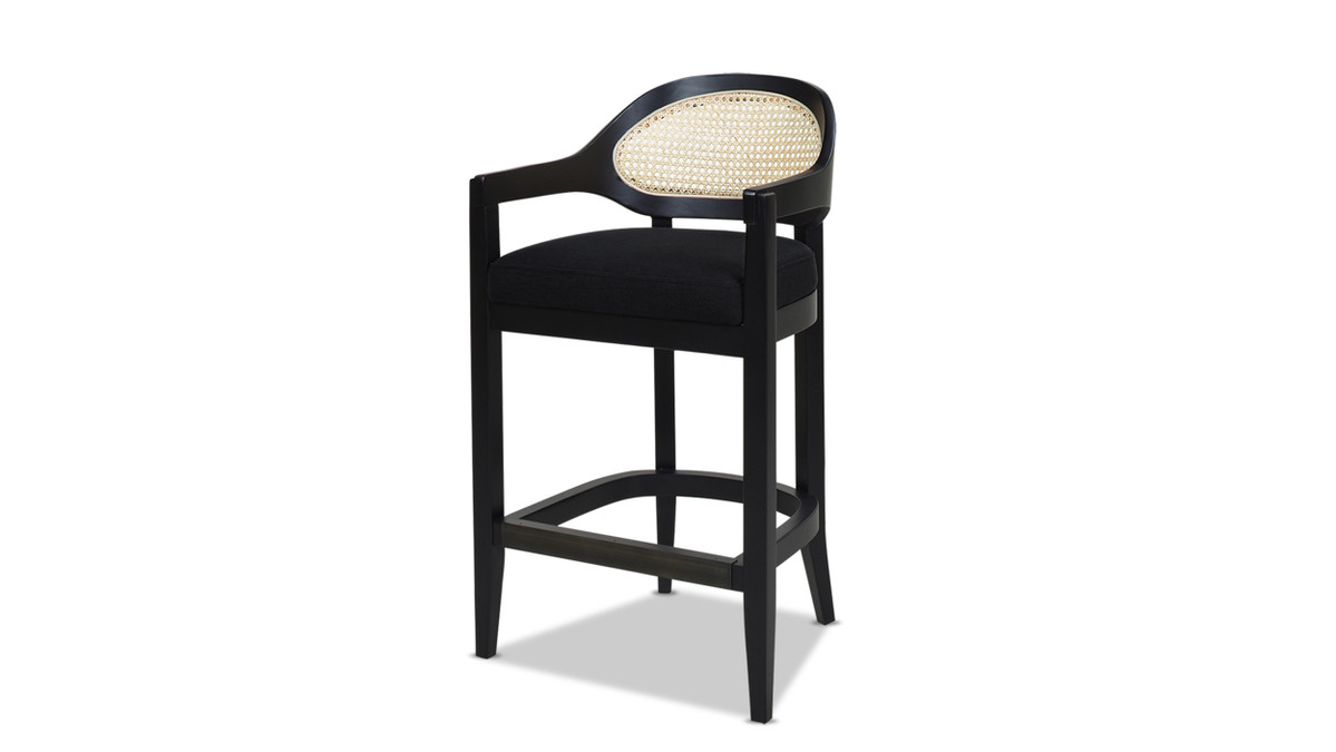 jennifer taylor home Americana Mid-Century Modern 26" Cane Back Counter Stool Jet Black