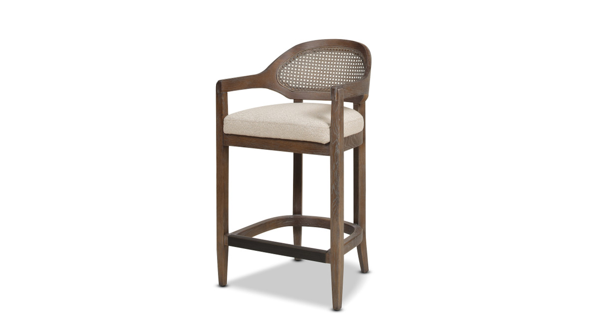 jennifer taylor home Americana Mid-Century Modern 26" Cane Back Counter Stool Taupe Beige