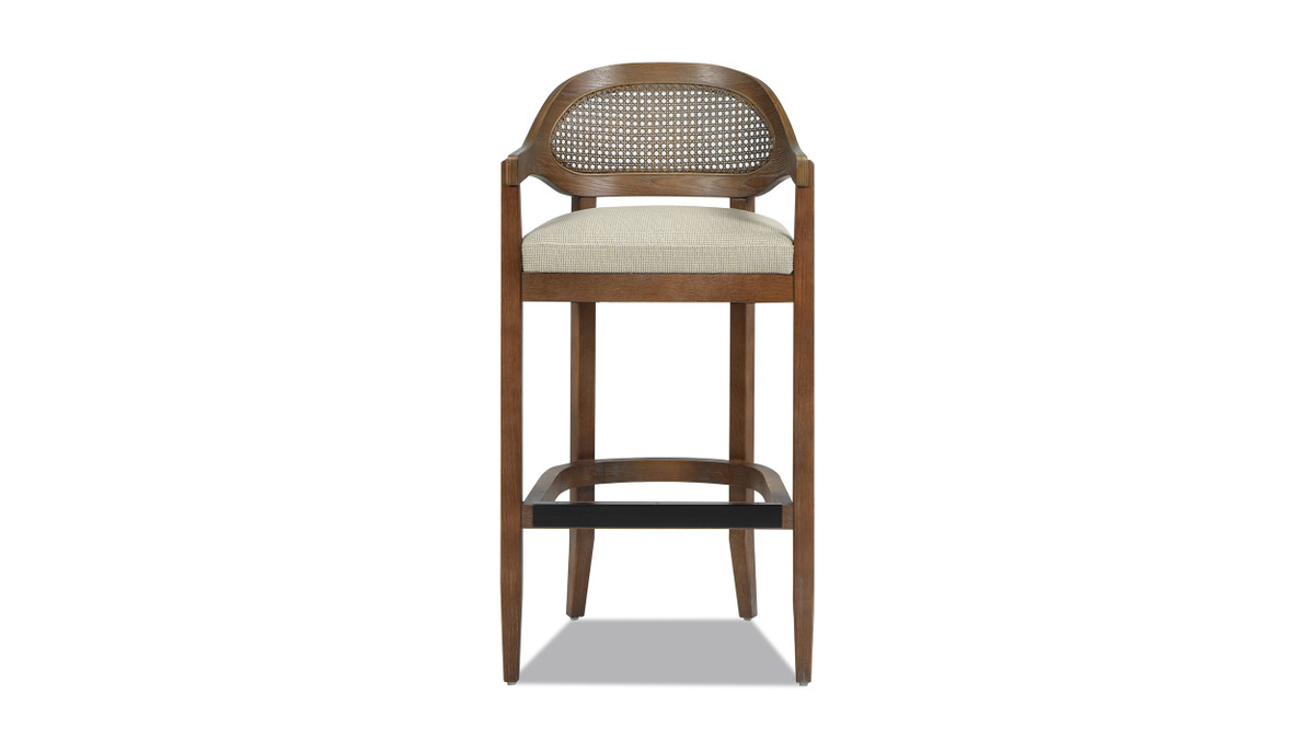 Jennifer Taylor Home Americana Mid-Century Modern 30.5" Cane Back Bar Stool Taupe Beige